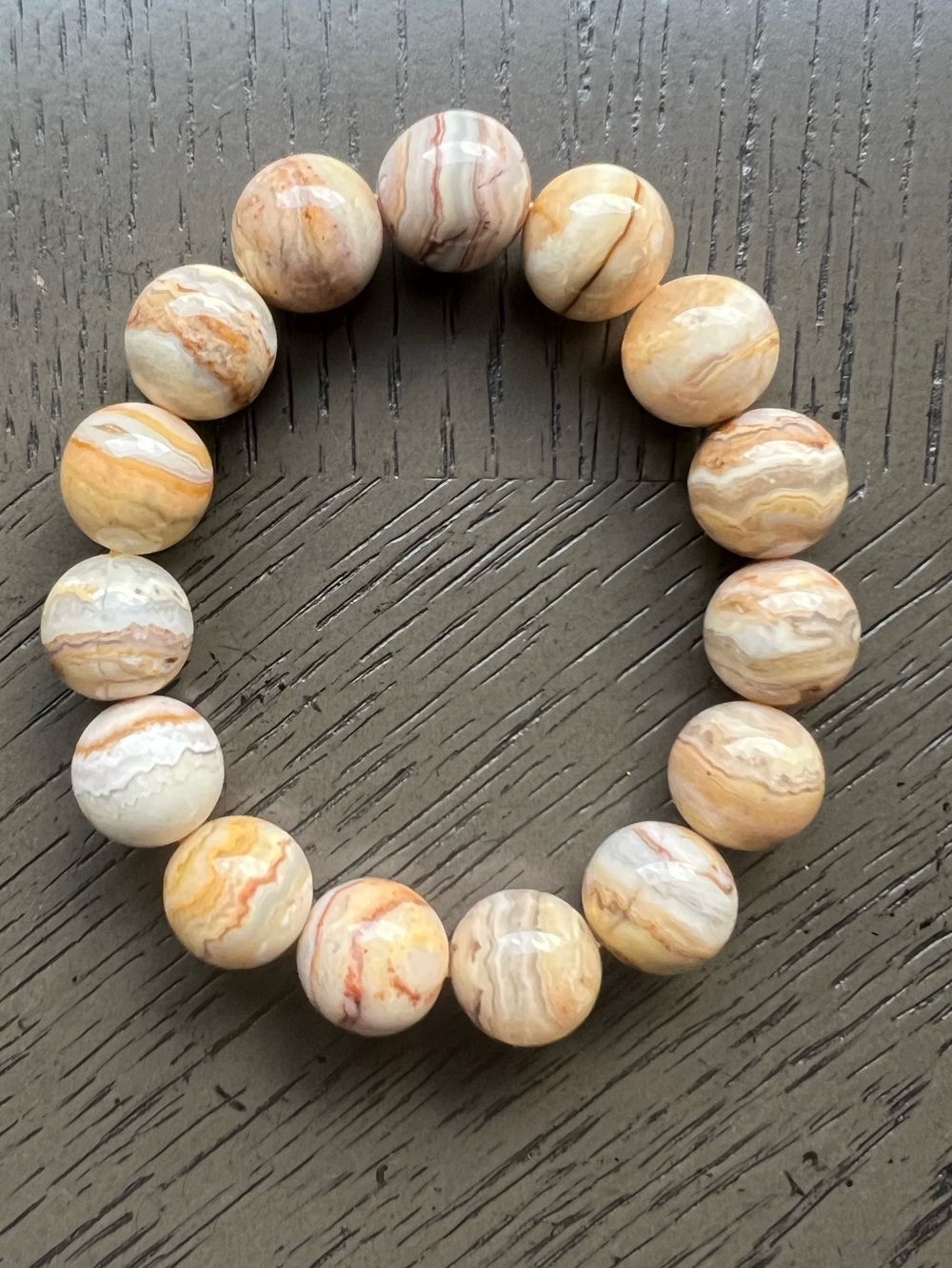 Indonesian Java lace agate bracelet 14mm SIZE 6.75’